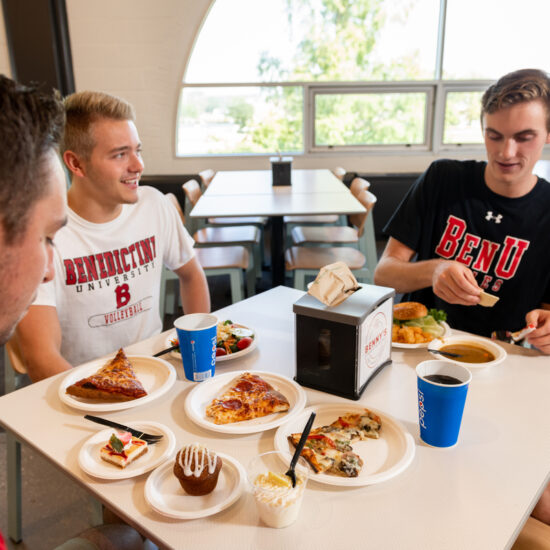 Students eating in Benny's cafeteria