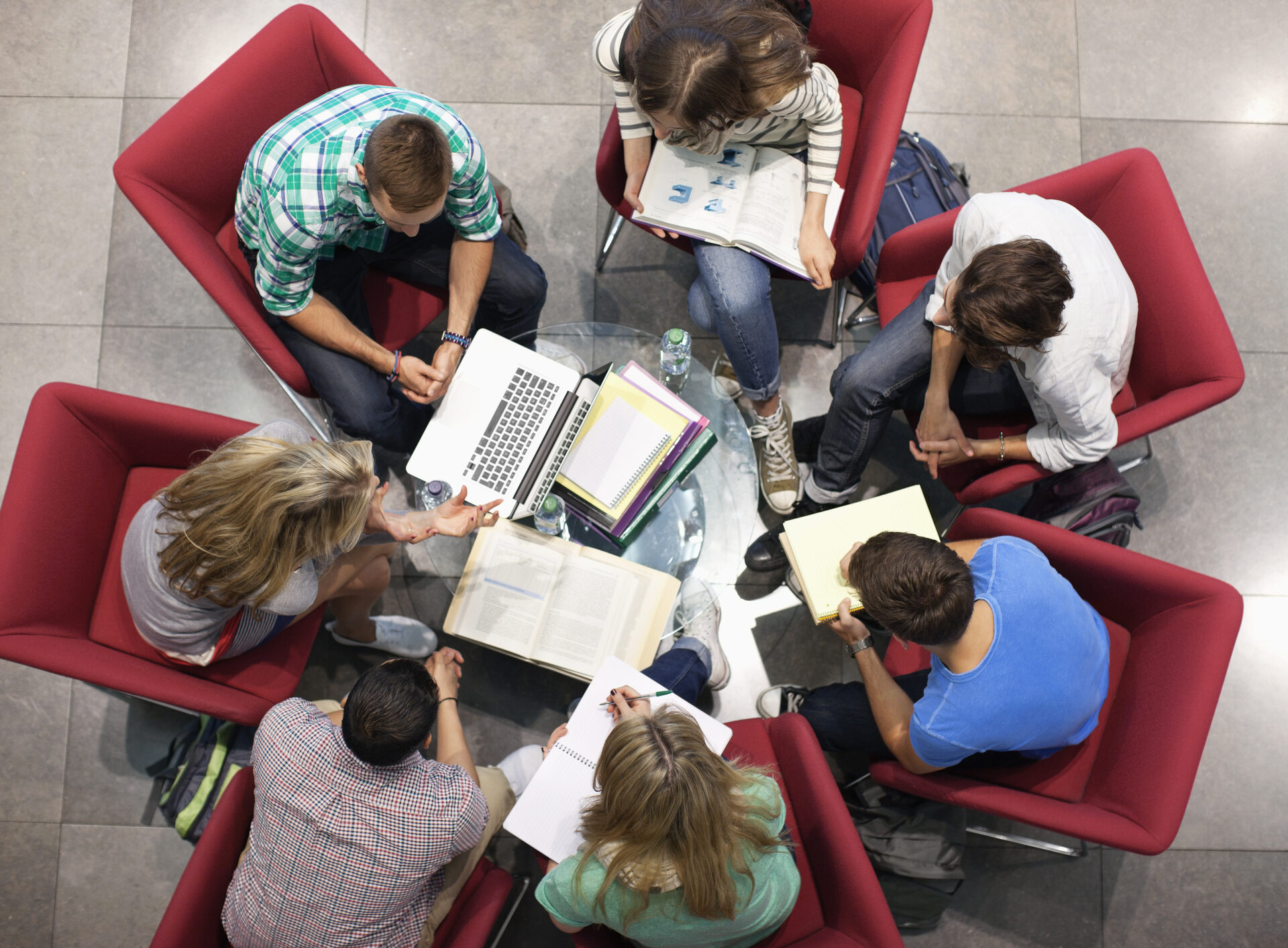 students in a group study circle