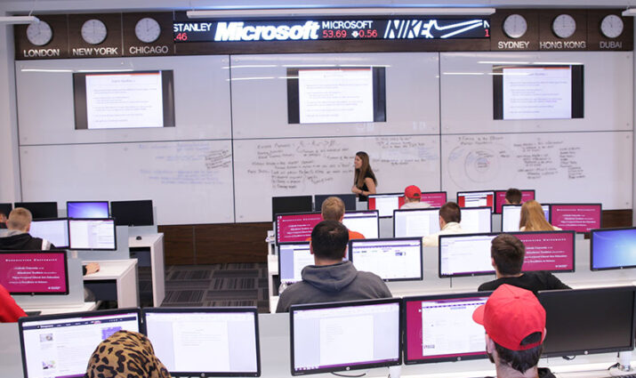 Trading Lab in the Daniel L. Goodwin College of Business