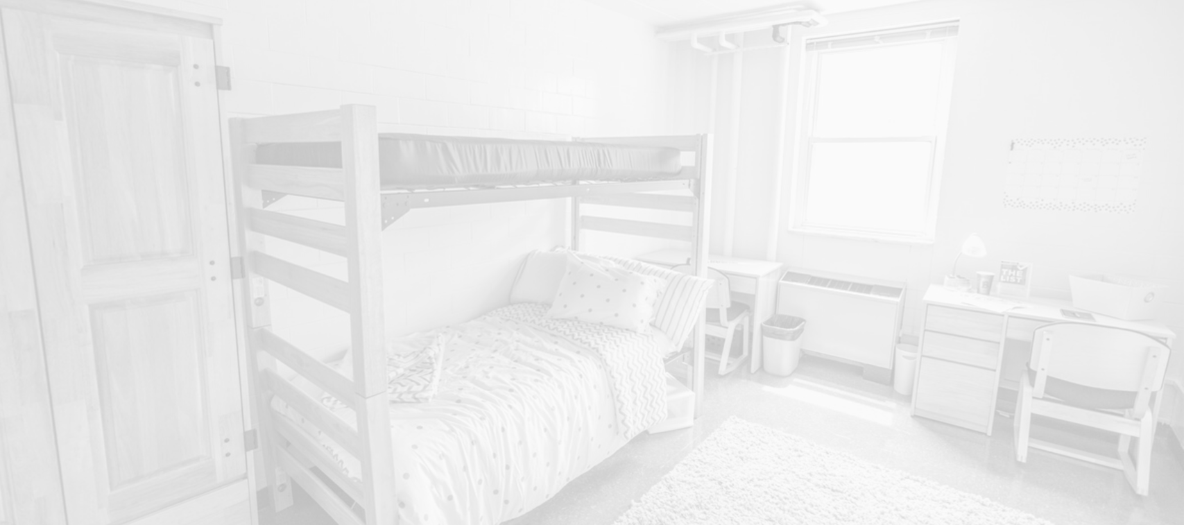 gray background, dorm room