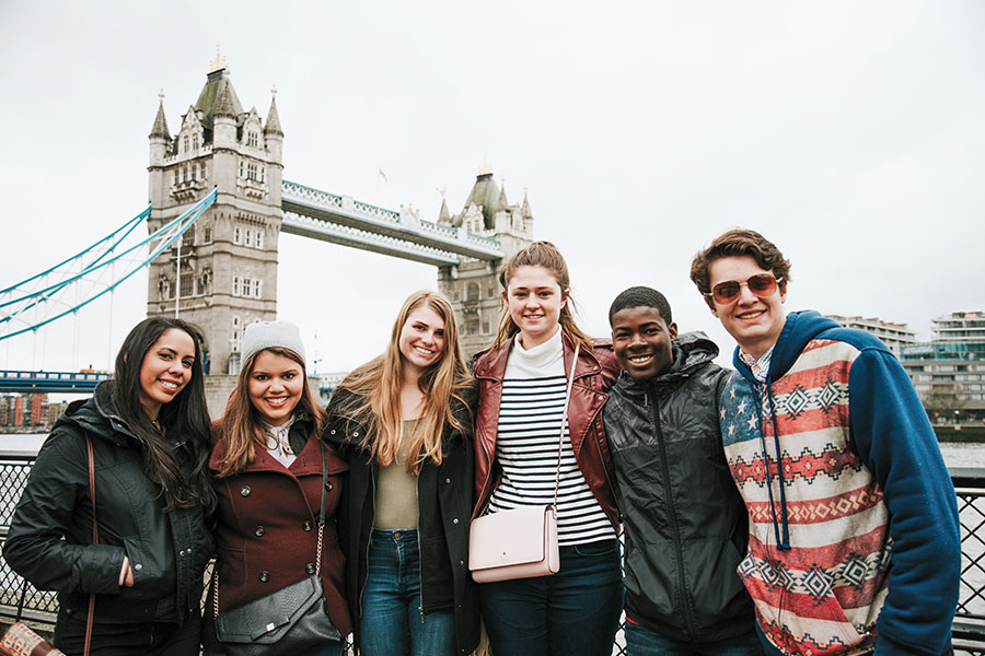 group of students in London