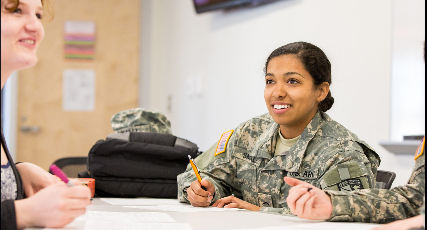 Female military student in classroom - Veterans and Military information