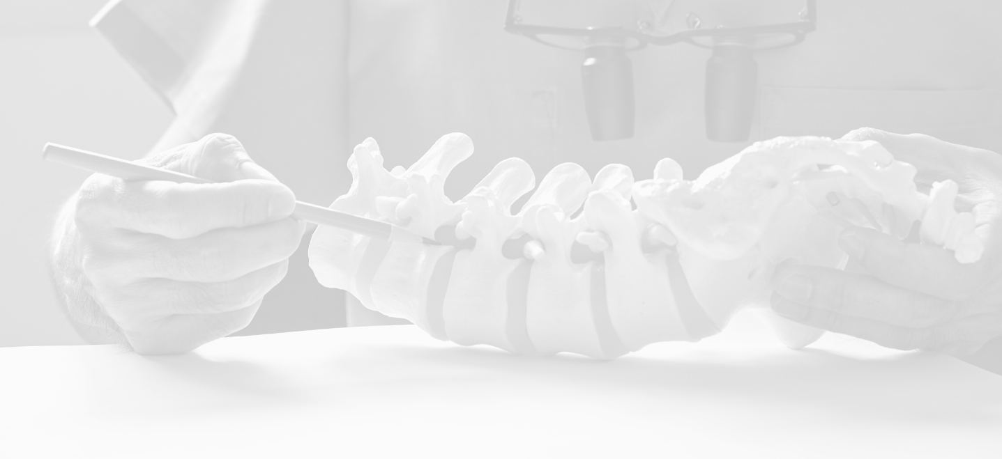 hand putting together model of spine, image has a white overlay; pre-chiropractic