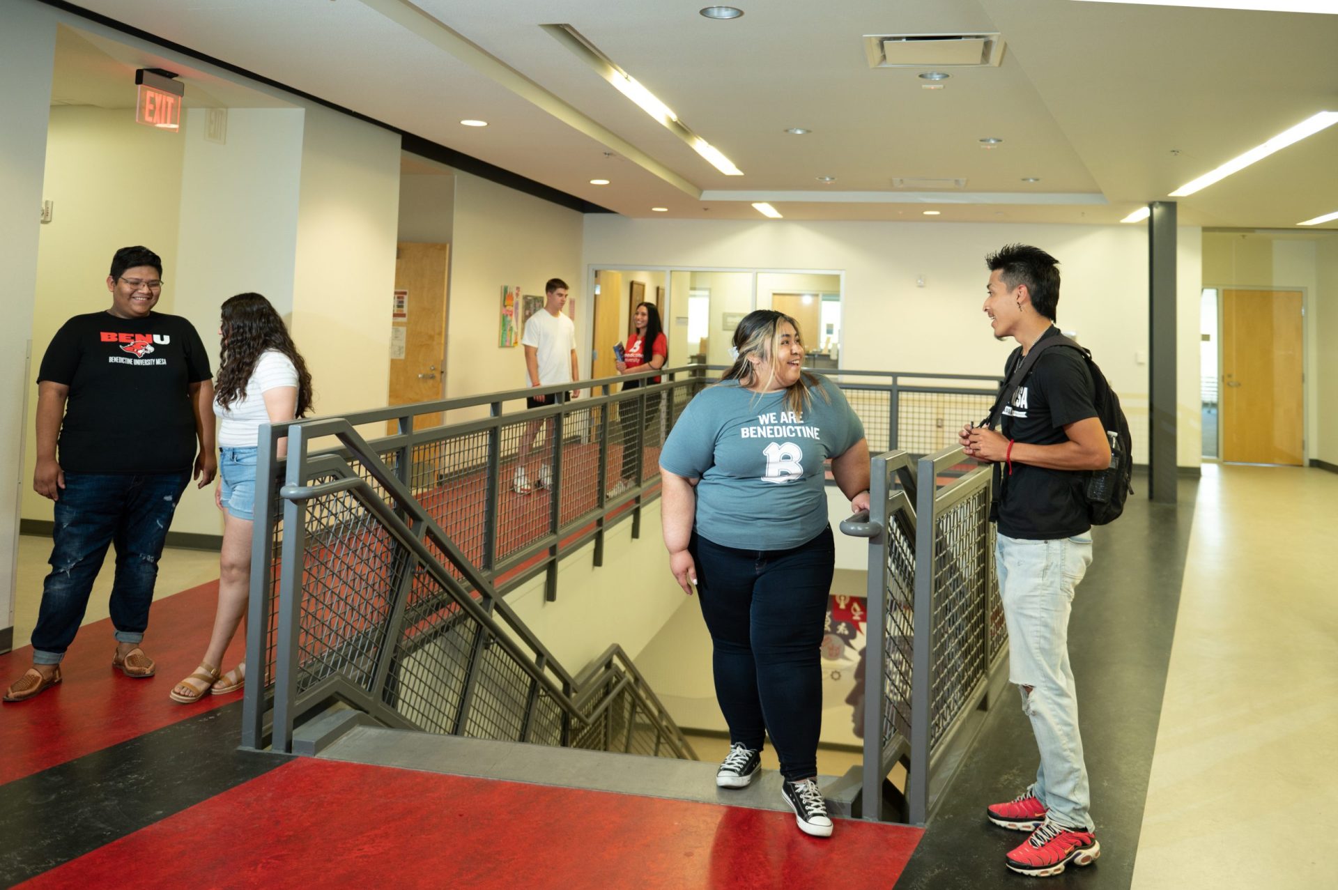 Students in the hallway, BenU students, Mesa, campus