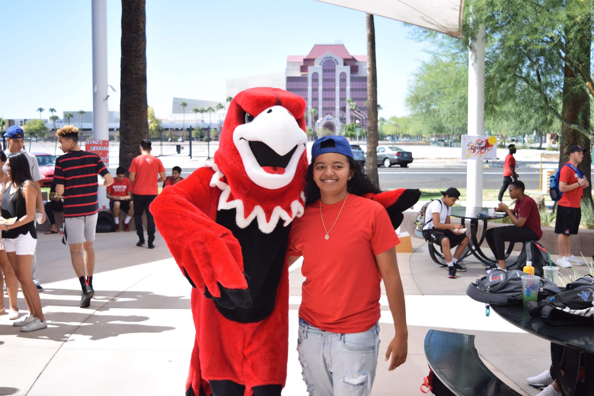 rico the redhawk, mesa, student life, mascot