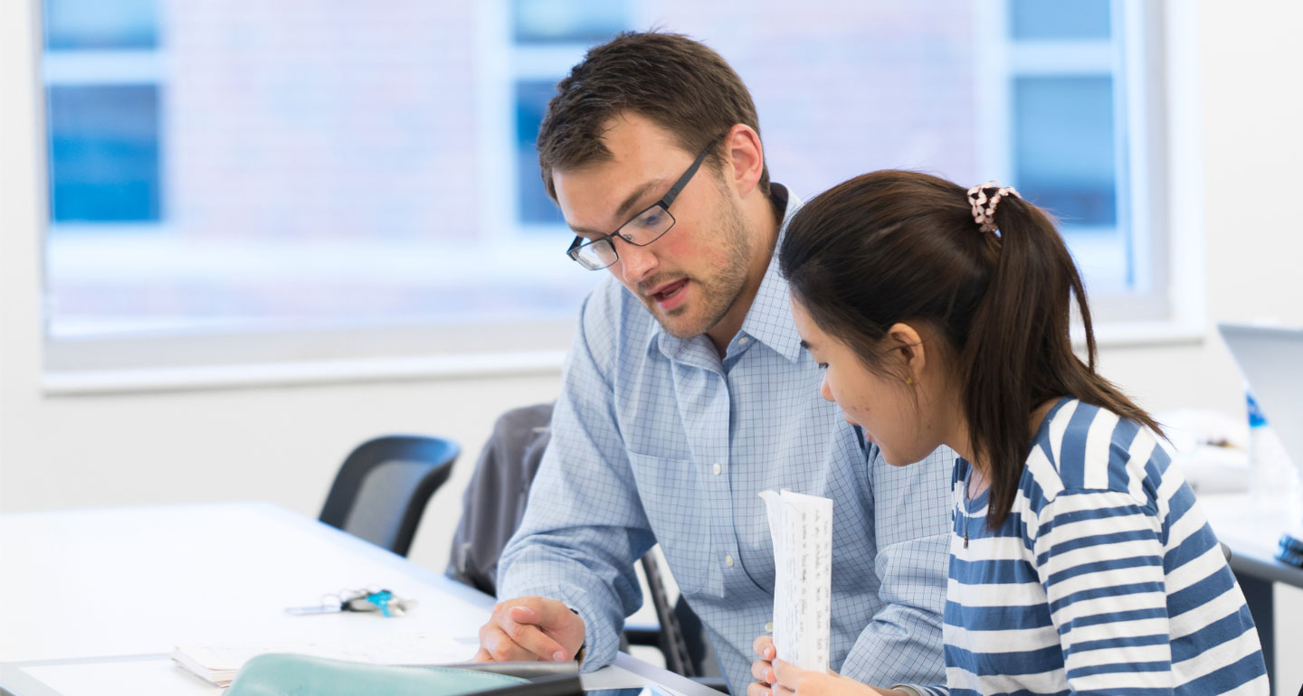 two students studying together for Organizational Development program