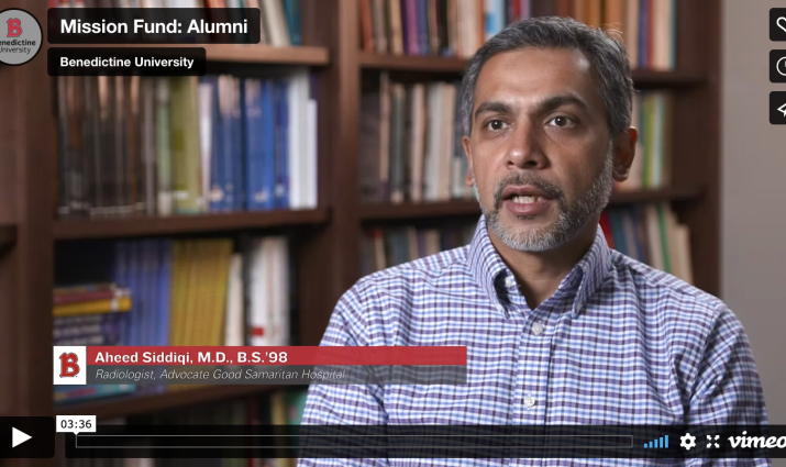 Aheed Siddiqui, MD screen shot of video interview for University Mission Fund