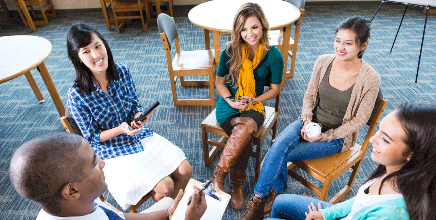 group of psychology students in study circle