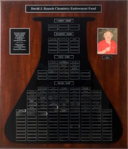 Front view of BenU plaque for Dr. Rausch Endowment Fund