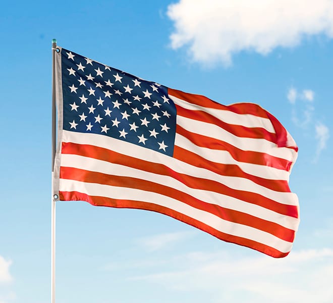 American Flag blowing in wind