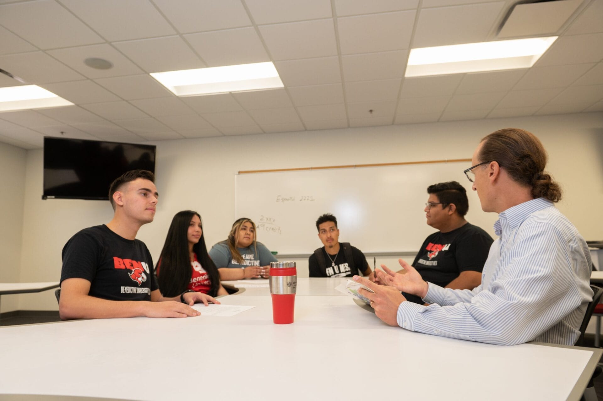 Mesa students in a discussion group