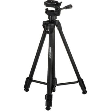 A black tripod on a white background.